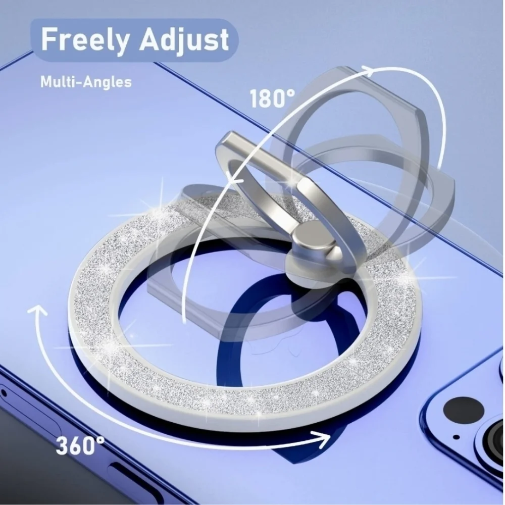 MagSafe Phone grip Holder Kickstand Phone Grip Finger Ring Grip White Glitter